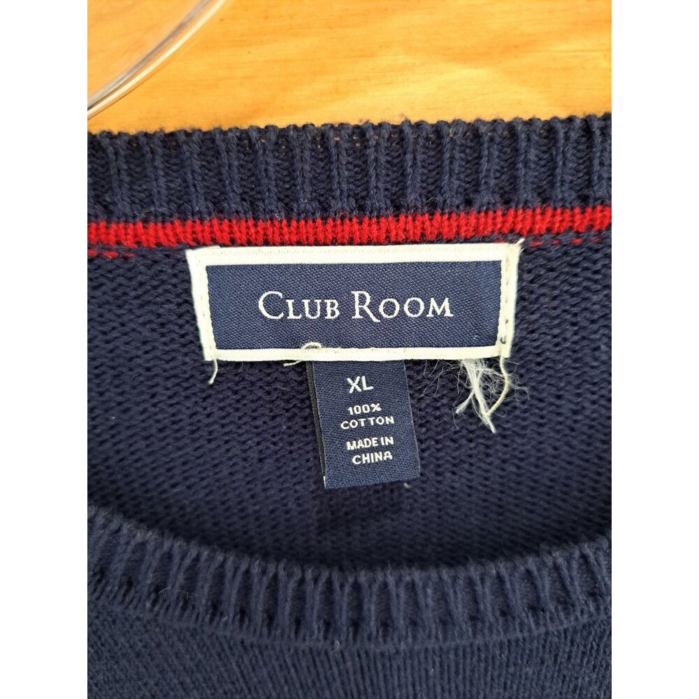 Navy Intarsia Labrador Retriever Yellow Dog Sweater Men's XL Cotton Club Room - Picture 4 of 11